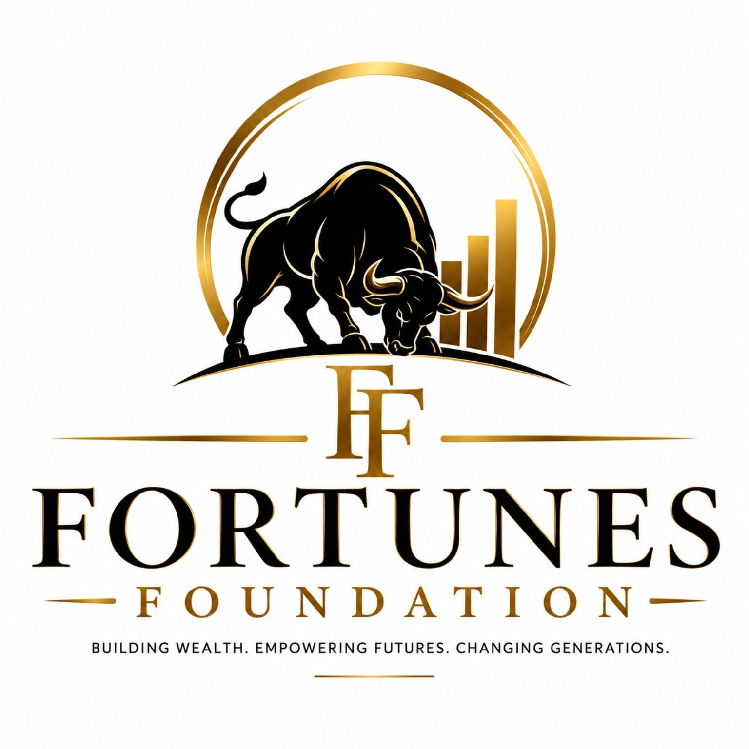 Fortunes Foundation seal — gold bull and FF monogram